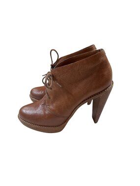 Cole Haan Nike Air Womens Tan Leather Lace-Up Heeled Booties 4 inch Size 7B